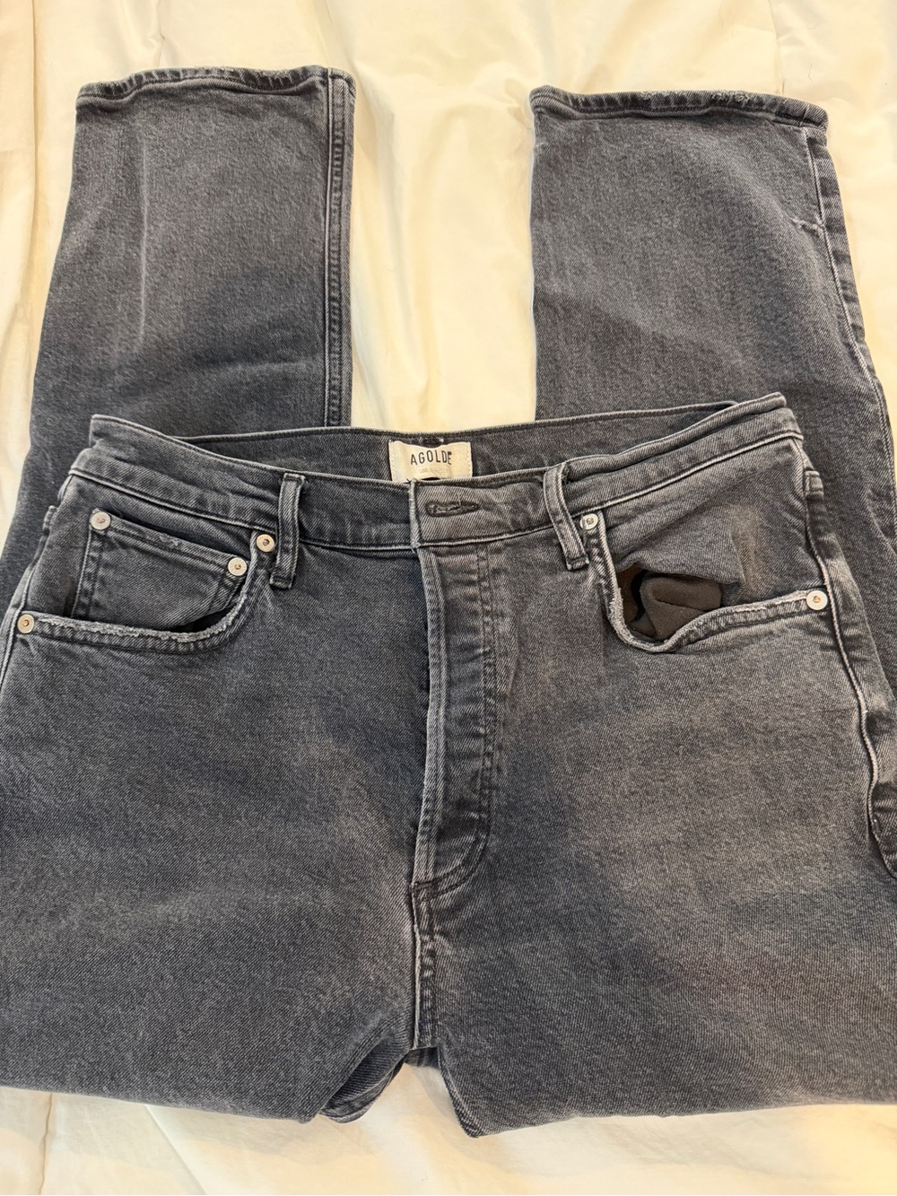 Agolde Washed Black Riley Crop Jeans